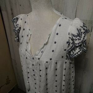 Old Navy White Blue Small Boho Dress With Tassels